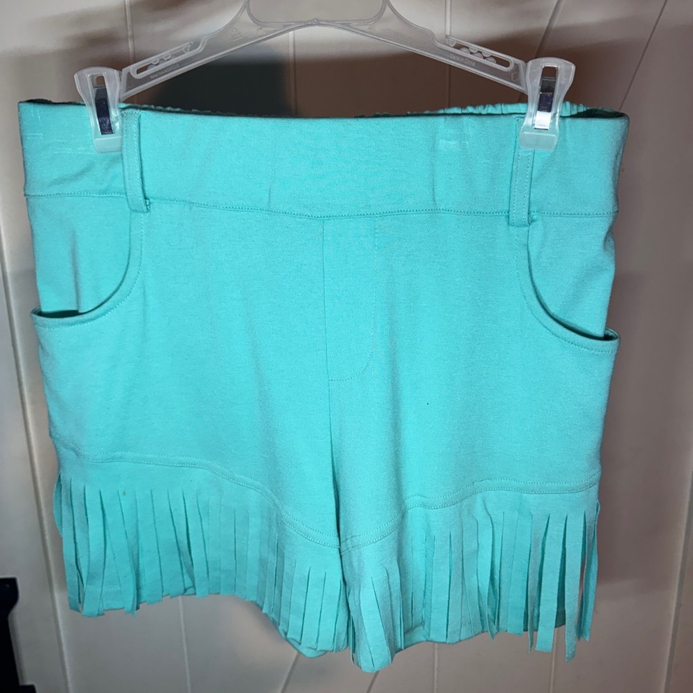 Crazy Train Turquoise Fringe High Waist Shorts